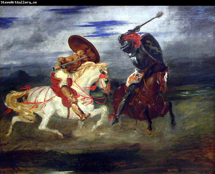 Eugene Delacroix Combat de chevaliers dans la campagne.